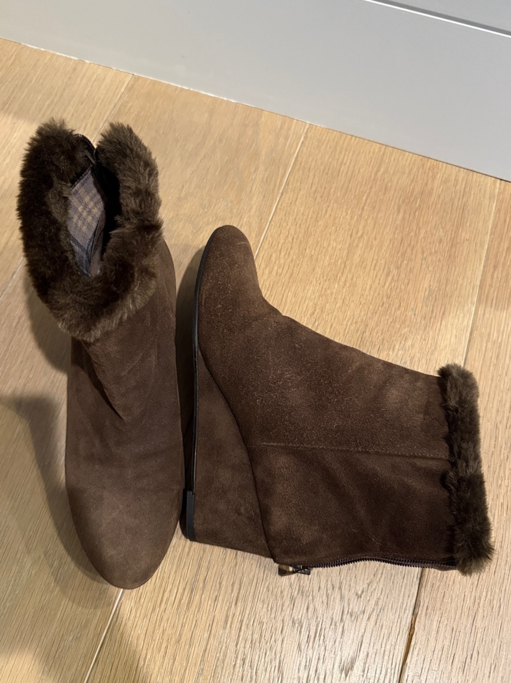 Aquatalia Women's Brown Fur/Suede Ankle Boots